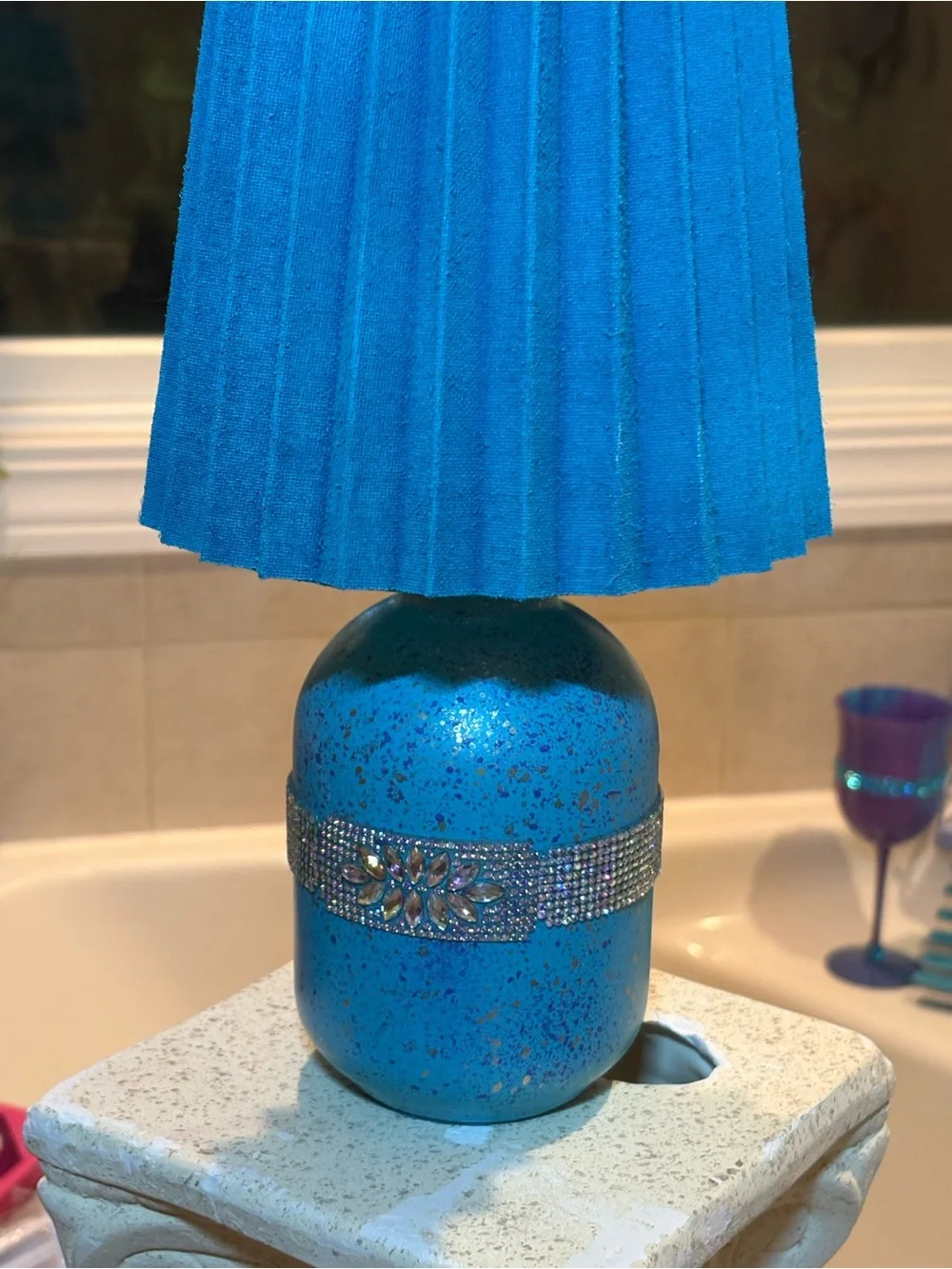 Coral peach Decorative Table Lamp Base with rhinestone Crystal Accents-